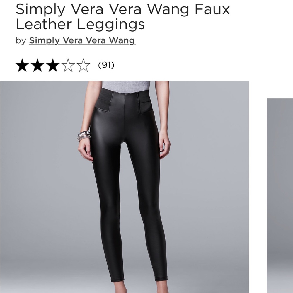 Vera Wang Simply Vera Faux Leather Leggings